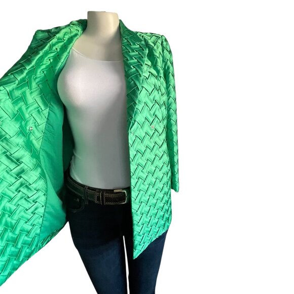 By Egreis Green Waffle Knit Blazer Jacket - S - Picture 6 of 9